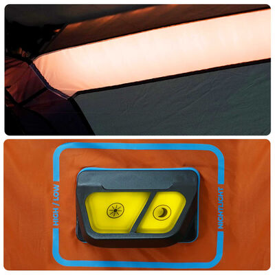 vidaXL Cort familie cu LED 6 persoane gri/portocaliu, setare rapidă