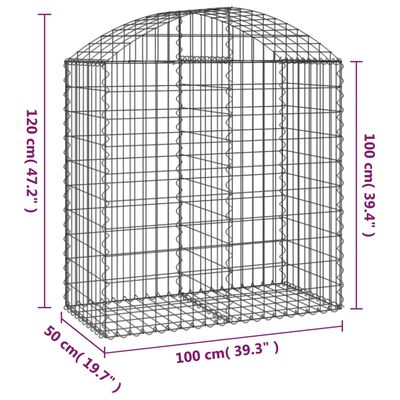 vidaXL Coș gabion arcuit, 100x50x100/120 cm, fier galvanizat