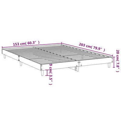 vidaXL Cadru de pat, stejar fumuriu, 150x200 cm, lemn prelucrat