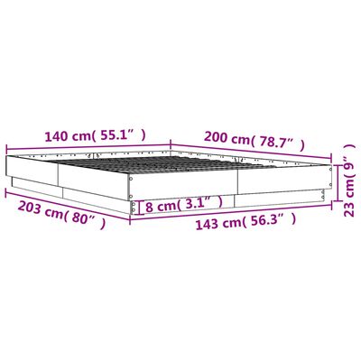 vidaXL Cadru de pat, stejar sonoma, 140x200 cm, lemn prelucrat