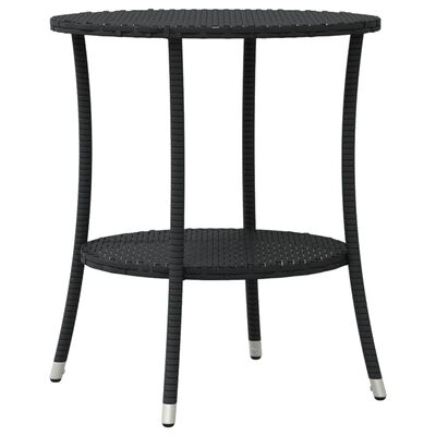 vidaXL Set bistro cu perne, 3 piese, negru, poliratan