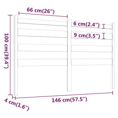 vidaXL Tăblie de pat, alb, 146x4x100 cm, lemn masiv de pin