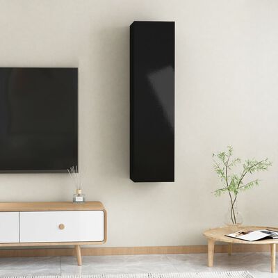 vidaXL Comode TV, 2 buc., negru extralucios, 30,5x30x60 cm