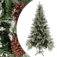 vidaXL Brad de Crăciun cu conuri de pin, verde/alb, 225 cm, PVC&PE