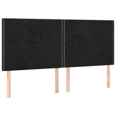 vidaXL Tăblie de pat cu LED, negru, 180x5x118/128 cm, catifea