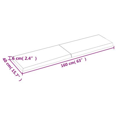 vidaXL Blat de masă maro 160x40x(2-6) cm, lemn masiv stejar tratat