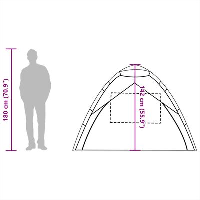 vidaXL Cort camping 3 persoane verde marin impermeabil setare rapidă