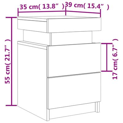 vidaXL Noptiere cu lumini LED, 2 buc., alb, 35x39x55 cm