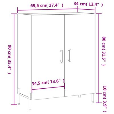 vidaXL Dulap, alb, 69,5x34x90 cm, lemn compozit