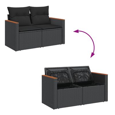 vidaXL Set canapele de grădină cu perne, 10 piese, negru, poliratan