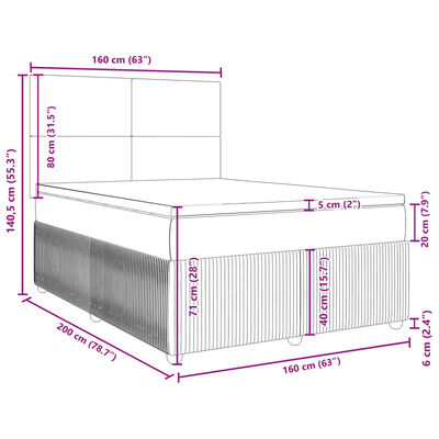 vidaXL Pat box spring cu saltea, roz, 160x200 cm, catifea