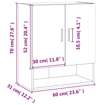 vidaXL Dulap de perete, stejar sonoma, 60x31x70 cm, lemn compozit