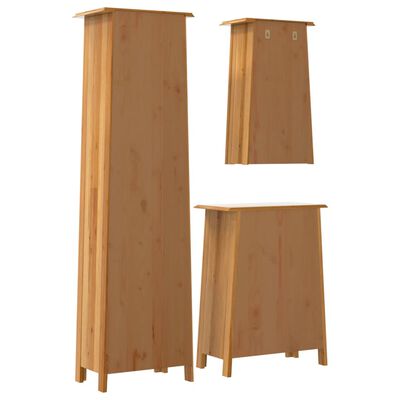 vidaXL Set mobilier de baie, 3 piese, lemn masiv de pin