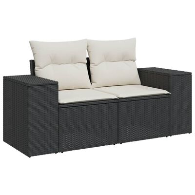 vidaXL Set mobilier de grădină cu perne, 8 piese, negru, poliratan