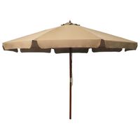 vidaXL Umbrelă de soare de exterior, stâlp din lemn, gri taupe, 330 cm