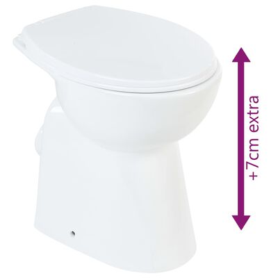 vidaXL Vas WC fără ramă, închidere silențioasă, + 7 cm, alb, ceramică