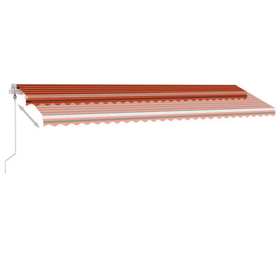 vidaXL Copertină automată cu senzor vânt&LED, oranj/maro, 600x350 cm