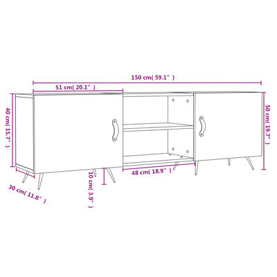 vidaXL Comodă TV, gri beton, 150x30x50 cm, lemn compozit