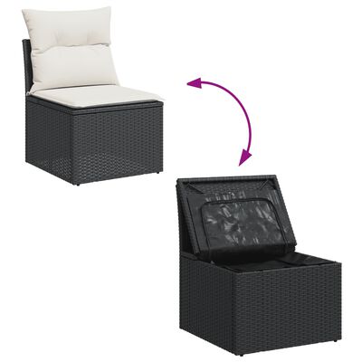 vidaXL Set mobilier de grădină cu perne, 9 piese, negru, poliratan