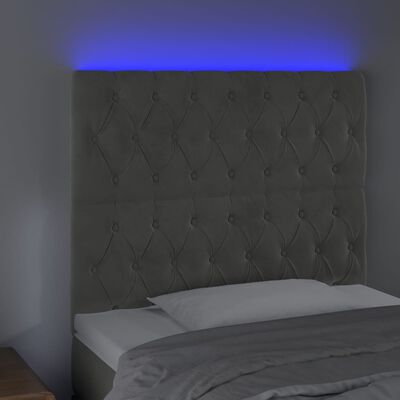 vidaXL Tăblie de pat cu LED, gri deschis, 100x7x118/128 cm, catifea