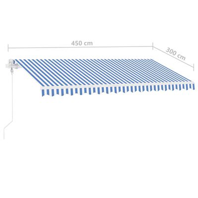 vidaXL Copertină autonomă retractabilă automat albastru&alb 450x300 cm