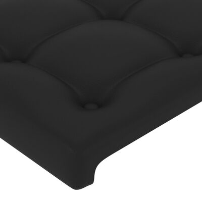 vidaXL Tăblie de pat cu aripioare, negru, 147x16x118/128 cm, piele eco