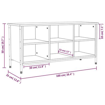 vidaXL Pantofar, stejar sonoma, 100x35x50 cm, lemn prelucrat