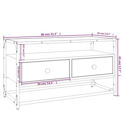 vidaXL Comodă TV, gri sonoma, 80x35x45 cm, lemn prelucrat