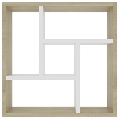 vidaXL Raft de perete, alb și stejar Sonoma, 45,1x16x45,1 cm