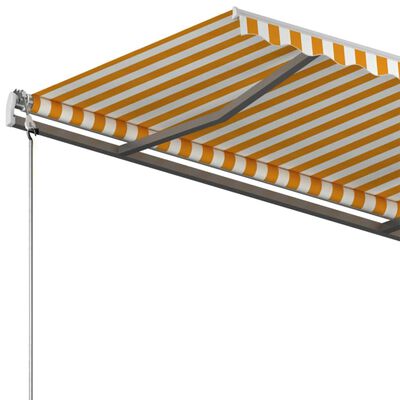 vidaXL Copertină autonomă retractabilă manual, galben/alb, 400x300 cm