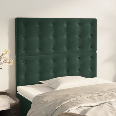 vidaXL Tăblii de pat, 2 buc, verde închis, 80x5x78/88 cm, catifea