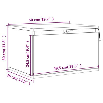 vidaXL Noptieră montată pe perete cu lumini LED, sonoma gri