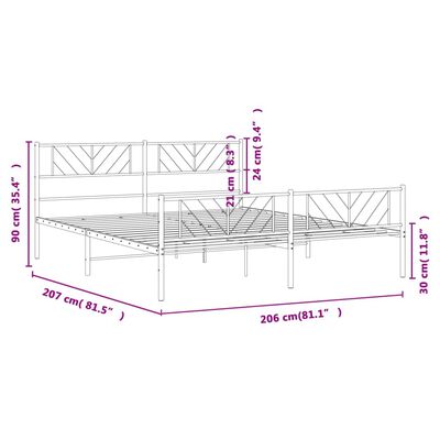 vidaXL Cadru pat metalic cu tăblii de cap/picioare, negru, 200x200 cm