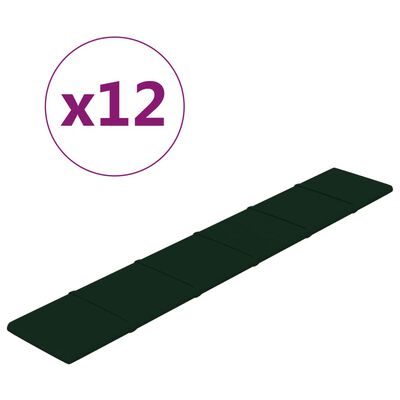vidaXL Panouri de perete 12 buc. verde închis 90x15 cm catifea 1,62 m²