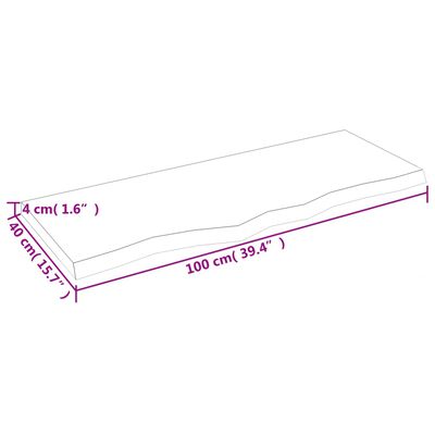 vidaXL Blat de baie, maro deschis, 100x40x(2-4) cm, lemn masiv tratat