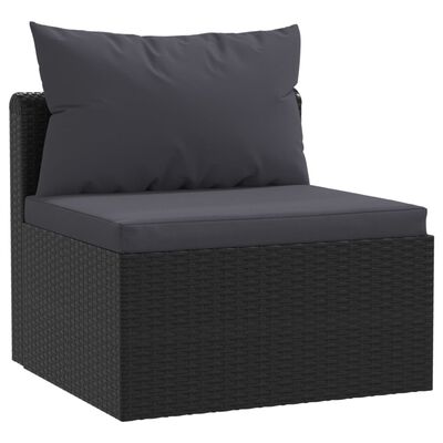 vidaXL Set mobilier de grădină cu perne, 7 piese, negru, poliratan