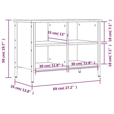 vidaXL Pantofar, negru, 69x35x50 cm, lemn compozit