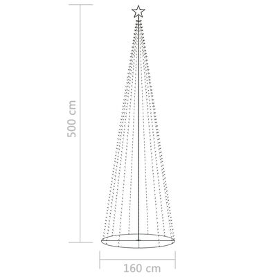 vidaXL Decorațiune brad Crăciun conic 752 LED-uri colorate 160x500 cm