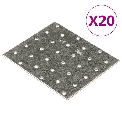 vidaXL Plăci perforate, 20 buc., 2 mm, 120x100 mm, oțel galvanizat