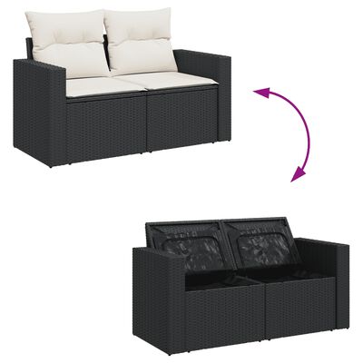 vidaXL Set canapele de grădină cu perne, 10 piese, negru, poliratan