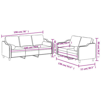 vidaXL Set de canapele cu perne, 2 piese, gri deschis, material textil