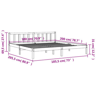 vidaXL Cadru de pat fără saltea, maro ceruit 180x200 cm lemn masiv pin