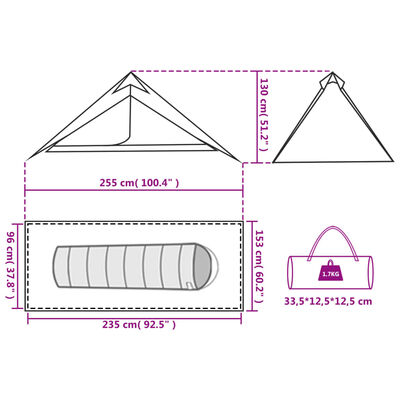 vidaXL Cort de camping tipi pentru 1 persoană, albastru, impermeabil