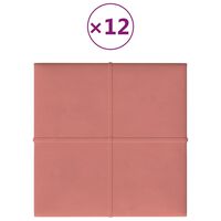 vidaXL Panouri de perete 12 buc. roz 30x30 cm catifea 1,08 m²