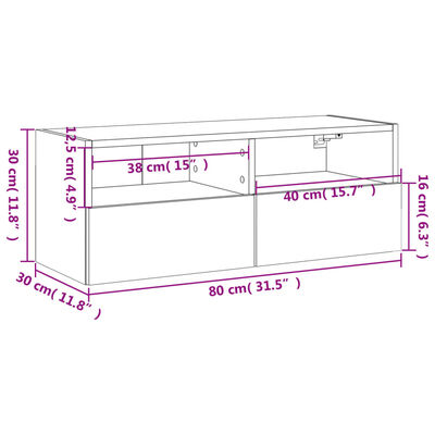 vidaXL Comode TV de perete, negru, 80x30x30 cm, lemn prelucrat