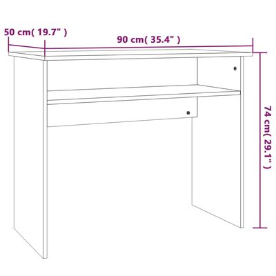 vidaXL Birou, stejar fumuriu, 90x50x74 cm, lemn prelucrat