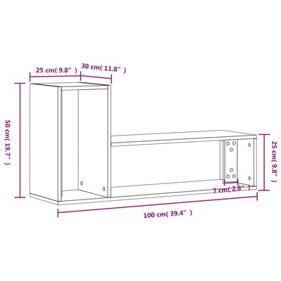 vidaXL Dulap TV, 2 buc., stejar maro, 100x30x50 cm, lemn prelucrat