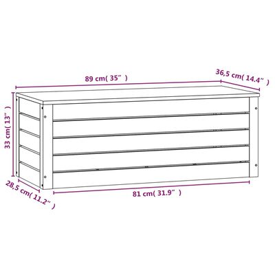 vidaXL Cutie de depozitare, alb, 89x36,5x33 cm, lemn masiv de pin