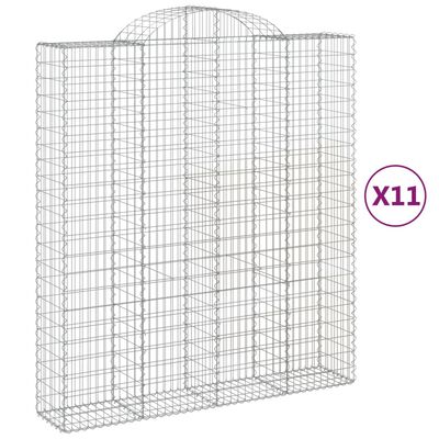 vidaXL Coșuri gabion arcuite, 11 buc 200x50x220/240cm, fier galvanizat