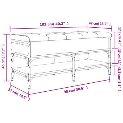 vidaXL Bancă de pantofi, stejar fumuriu, 102x42x45 cm, lemn prelucrat